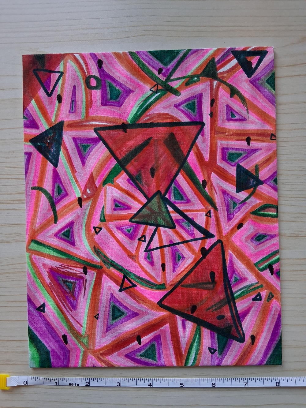 "Summer Watermelon": Geometric Abstract Canvas Art - Picture 2 of 4